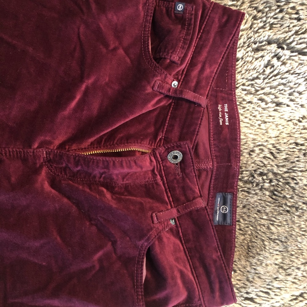 Maroon High rise flare velvet pants